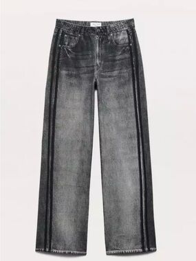 NWT Mila Rosabella Two-Stripe Sweatpant Jeans Black Small Soft Stretch DenimLook